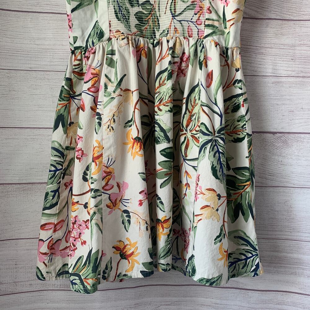 H&M White & Colorful Floral Fit & Flare Mini Dress Adjustable Straps Size Medium - Picture 6 of 11